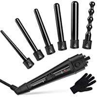 Los mejores  - Rizador de Pelo Profesional 6 en 1 set con Conos Temperatura Ajustable Cerámicas de Turmalinas Intercambiables-Planchas…